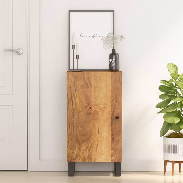 Berkfield Home Mango Wood Sideboard with Door in Brown, W/D/H: 40 x 31 x 75 cm – 1