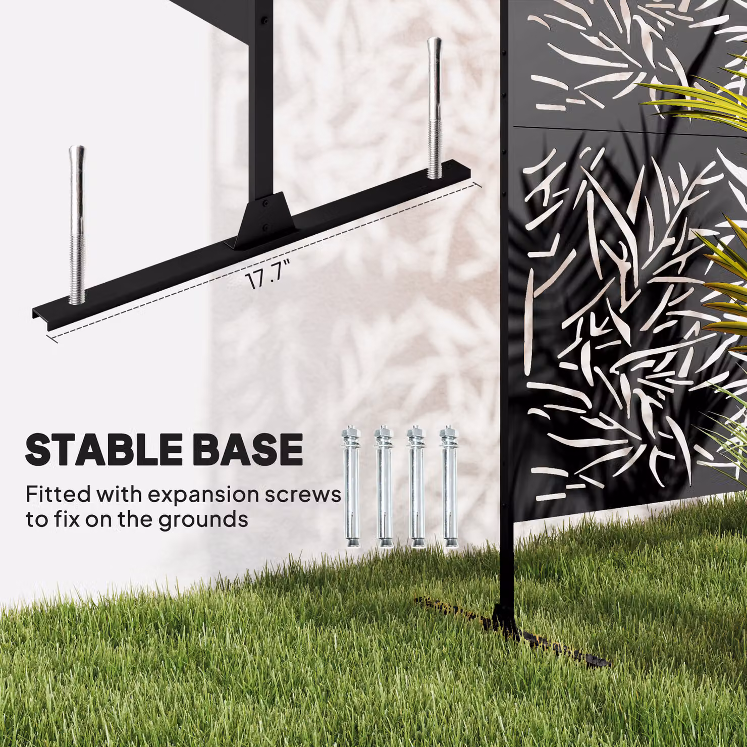 Outsunny Black Metal Freestanding Outdoor Privacy Screen and Decorative Garden Divider – 5