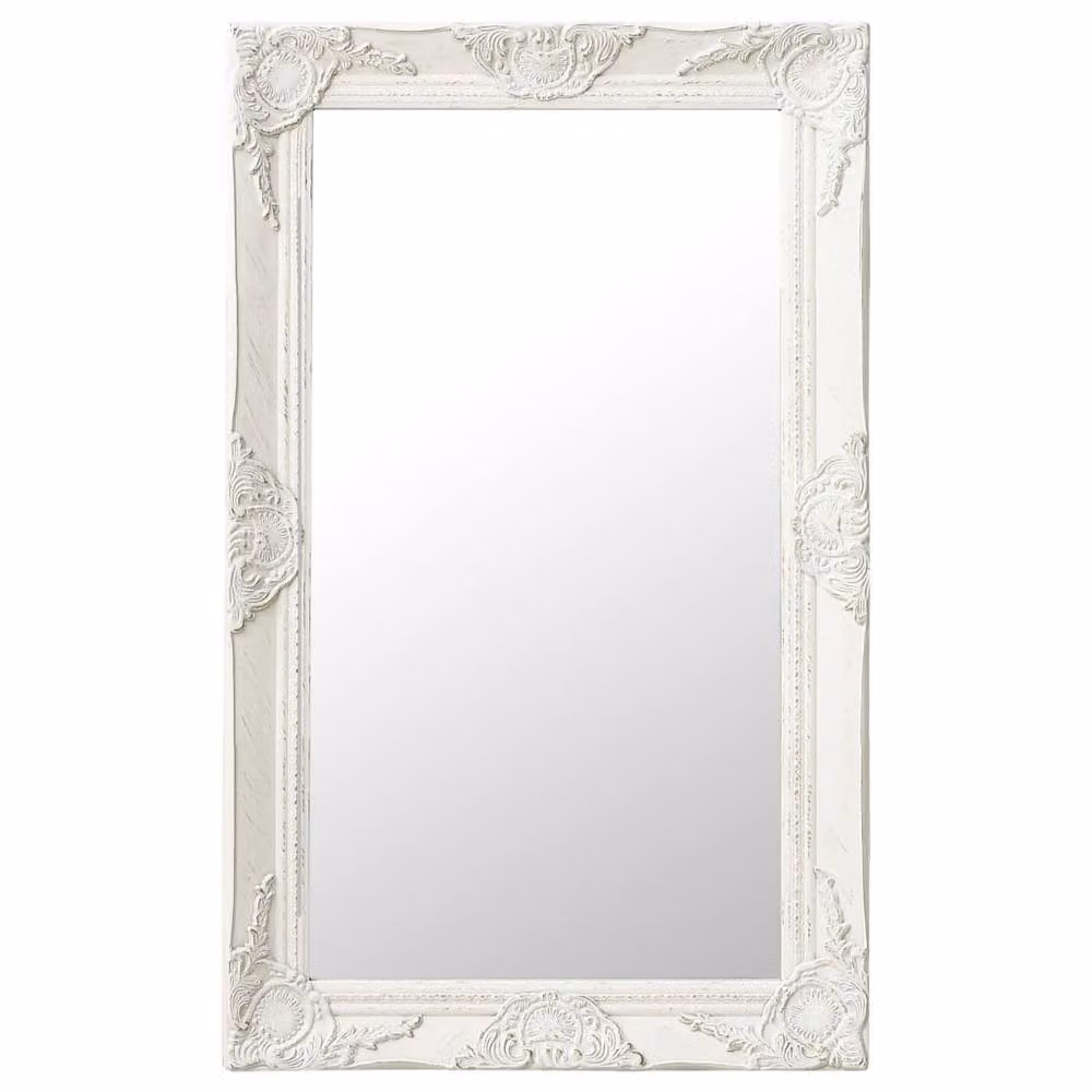 Berkfield Home Baroque Style Rectangular Wall Mirror in White, W: 50 cm, H: 80 cm – 2