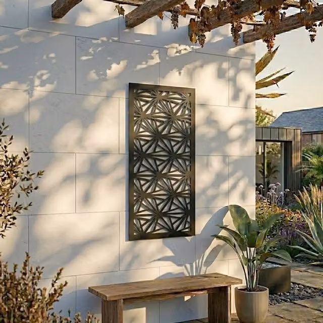 Laser Hut Uton Geometric Metal Wall Art in Black
