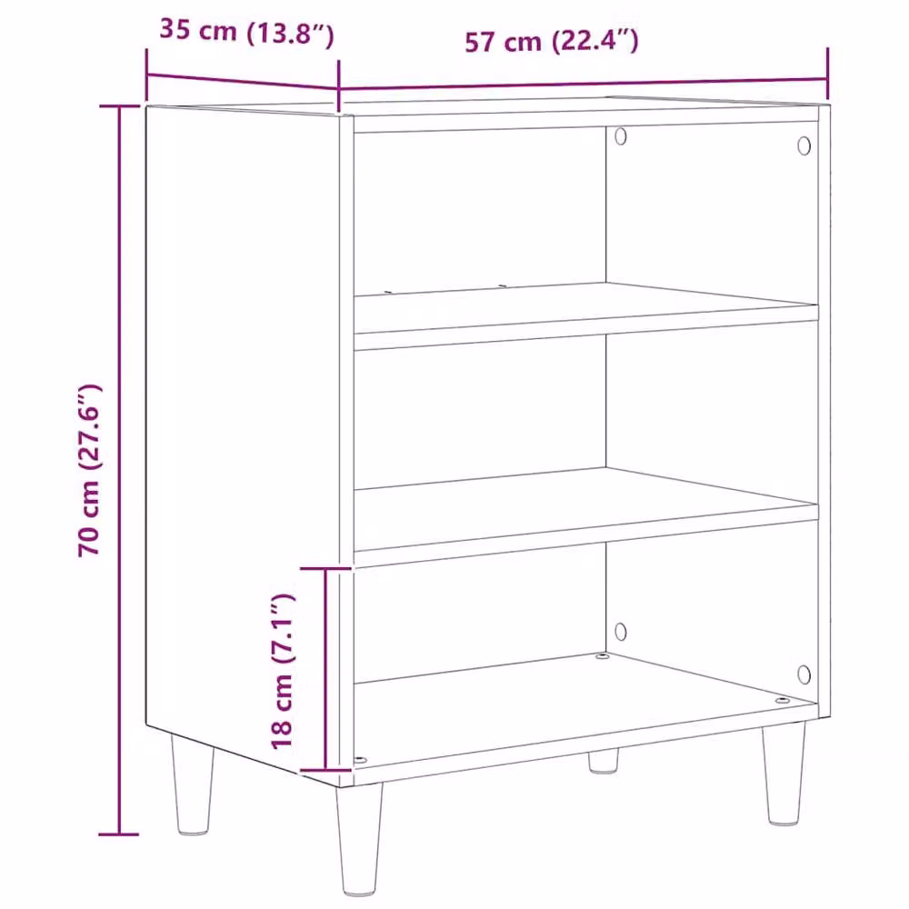 Berkfield Home Artisan Oak Sideboard in Brown, W/D/H: 57 x 35 x 75 cm – 5