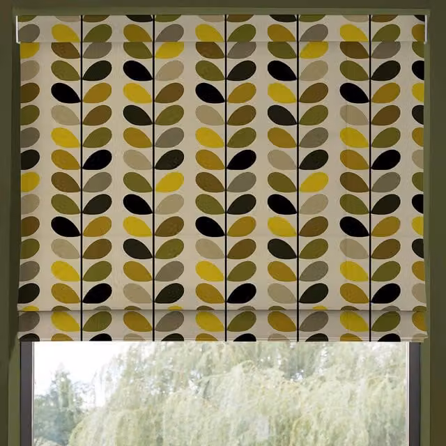 Orla Kiely Multi Stem Made to Measure Blackout Roman Blind in Yellow and Multicolour