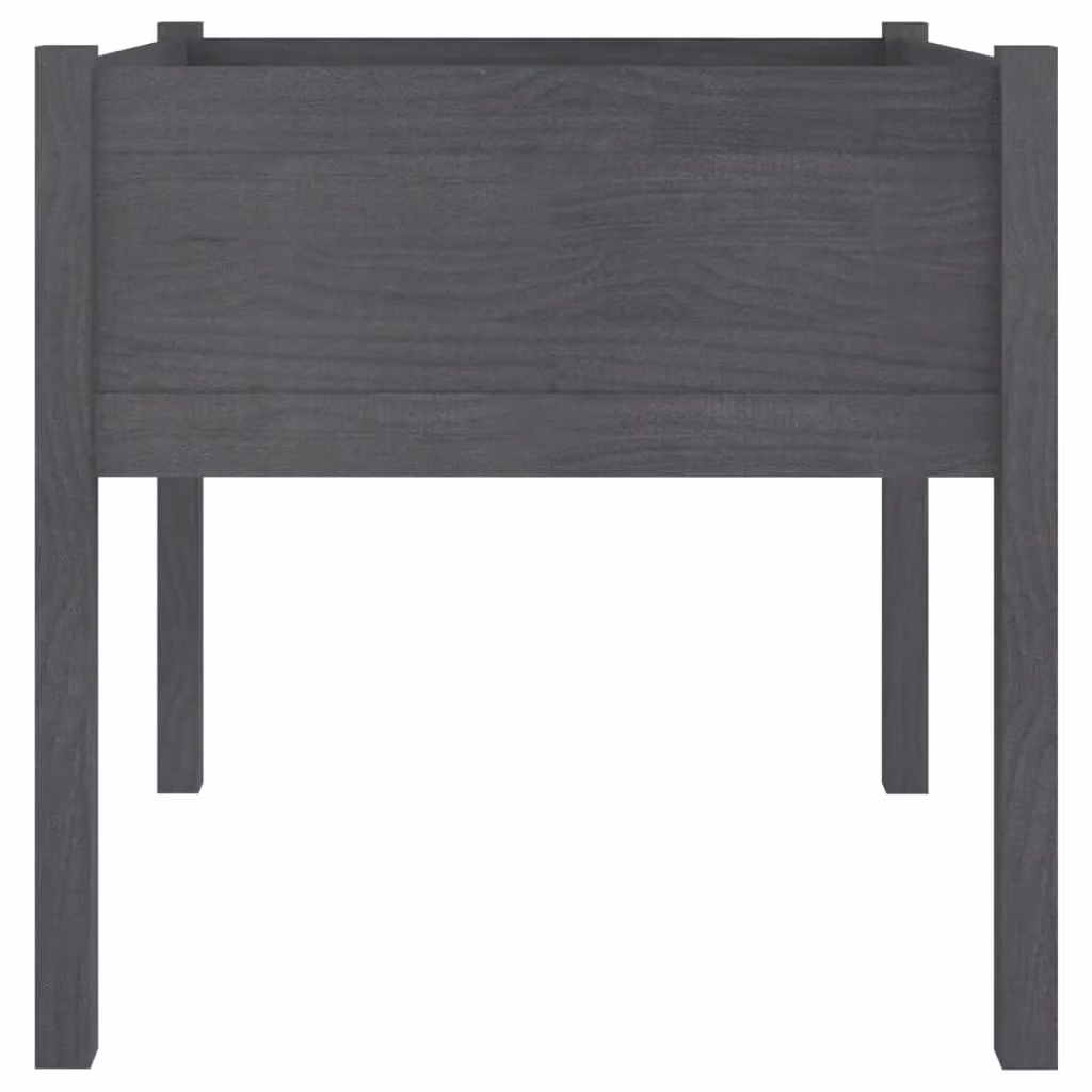Berkfield Home Garden Planter Tub Set, 2 Pieces, Grey Solid Wood, W/D/H: 70 x 70 x 70 cm – 3