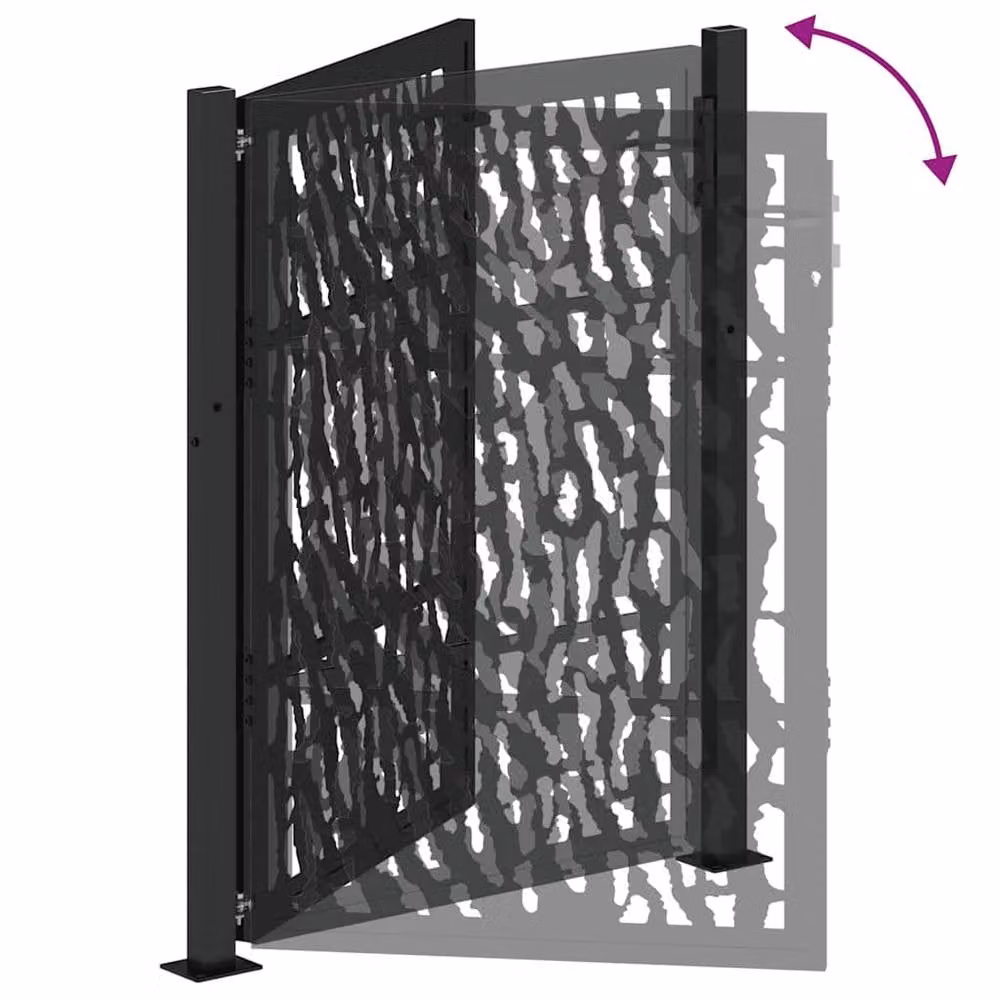 Berkfield Black Steel Garden Gate with Trace Design, W: 105 cm, H: 130 cm – 5