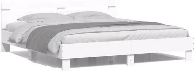 Berkfield Home Super King Bed Frame in White with LED Under-Bed Lighting and USB Charging Port, W: 180 cm, D: 200 cm – 1
