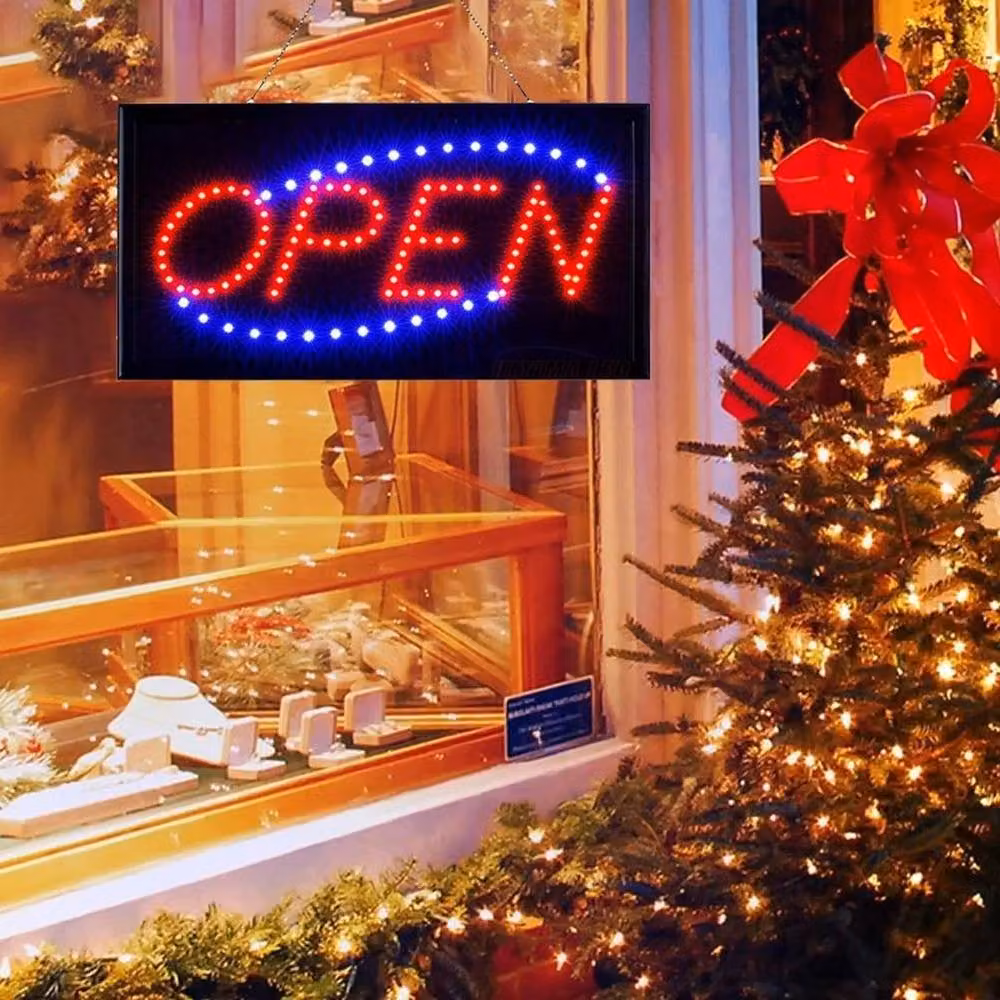 NESTLUNE Flashing LED Open Sign Neon Light in Black, W: 100 cm, H: 15 cm – 4