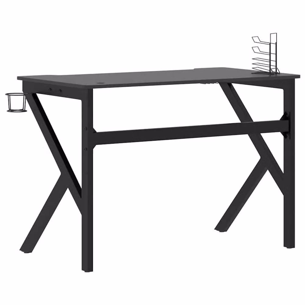 Berkfield Home Ergonomic Gaming Desk with K Shape Legs, Black, W: 110 cm, D: 60 cm, H: 75 cm – 3