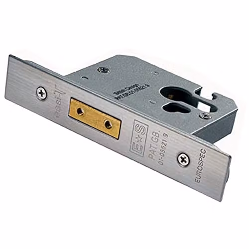 Loops 64mm Euro Profile Mortise Deadlock with Strike Plate in Satin Stainless Steel