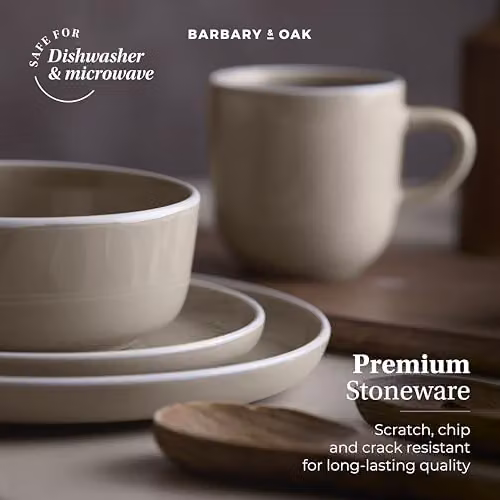 Barbary & Oak Nattura 16 Piece Stoneware Dinnerware Set in Cashmere Beige – 6