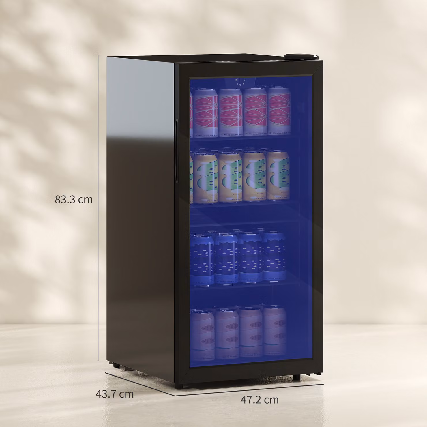 HOMCOM 93L Freestanding Drinks Fridge with Glass Door and LED Light, Black – 3