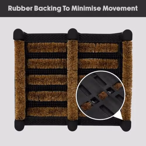 JVL Nimbus Rubber and Coir Boot Scraper Mat, Brown and Beige, W/D: 30 x 35 cm – 4