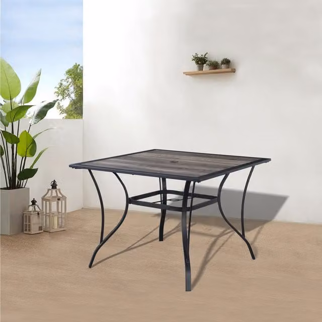 Outdoor Essentials Rio Black Square Laminate Garden Table