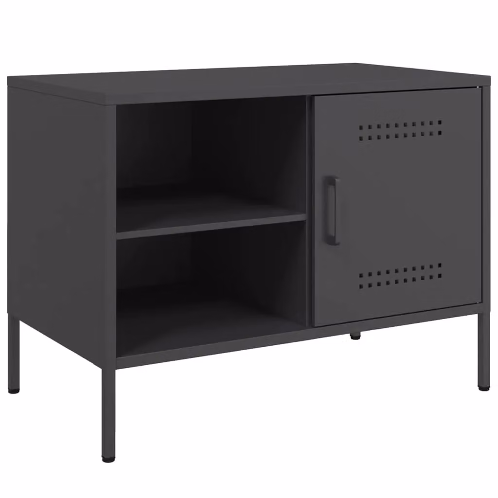 Berkfield Home Industrial Black Steel TV Cabinet W: 68 cm, D: 39 cm, H: 50.5 cm – 2