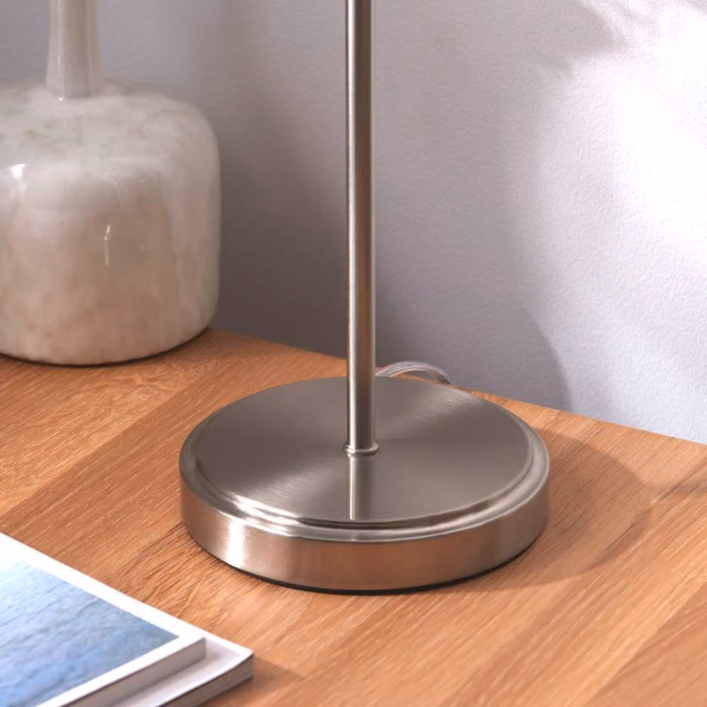 Pagazzi Marston Silver Metal Table Lamp with Beige Fabric Shade – 2