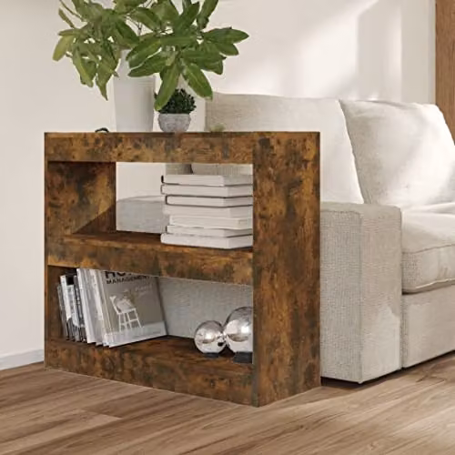 vidaXL Smoked Oak Book Cabinet and Room Divider, Brown, W: 80 cm, D: 30 cm, H: 72 cm – 6