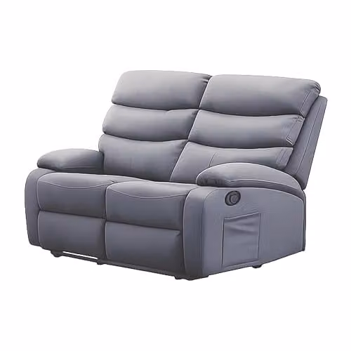 Kidsaw 2 Seater Manual Recliner Sofa in Grey Faux Leather and Fabric