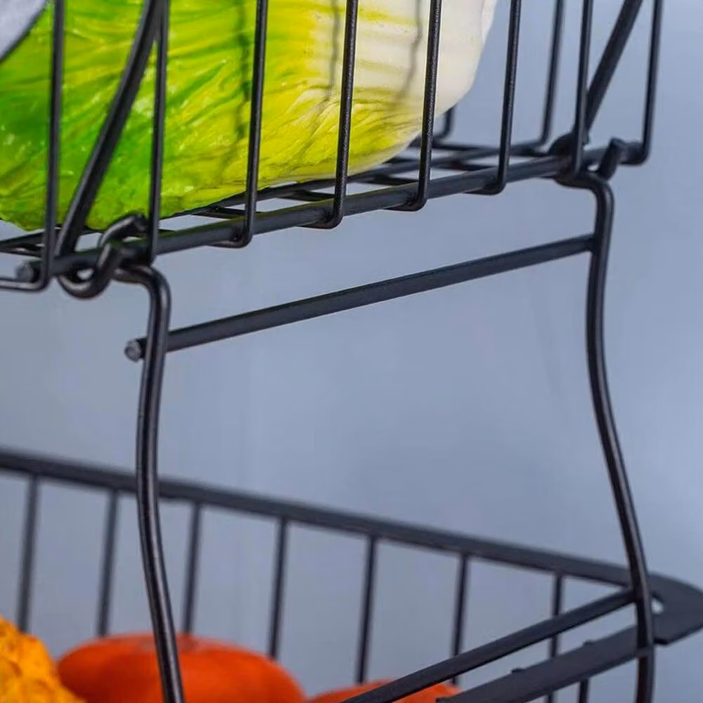 FORGEVIO 4 Tier Black Metal Fruit Trolley Basket Rack with Castors – 3