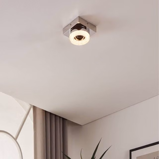 Eglo Fradelo Ring LED Ceiling Light in Chrome and Grey with Crystal Details