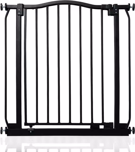 Safetots Curved Top Safety Gate in Matt Black, Extendable and No-Drill Design for Doors and Stairs