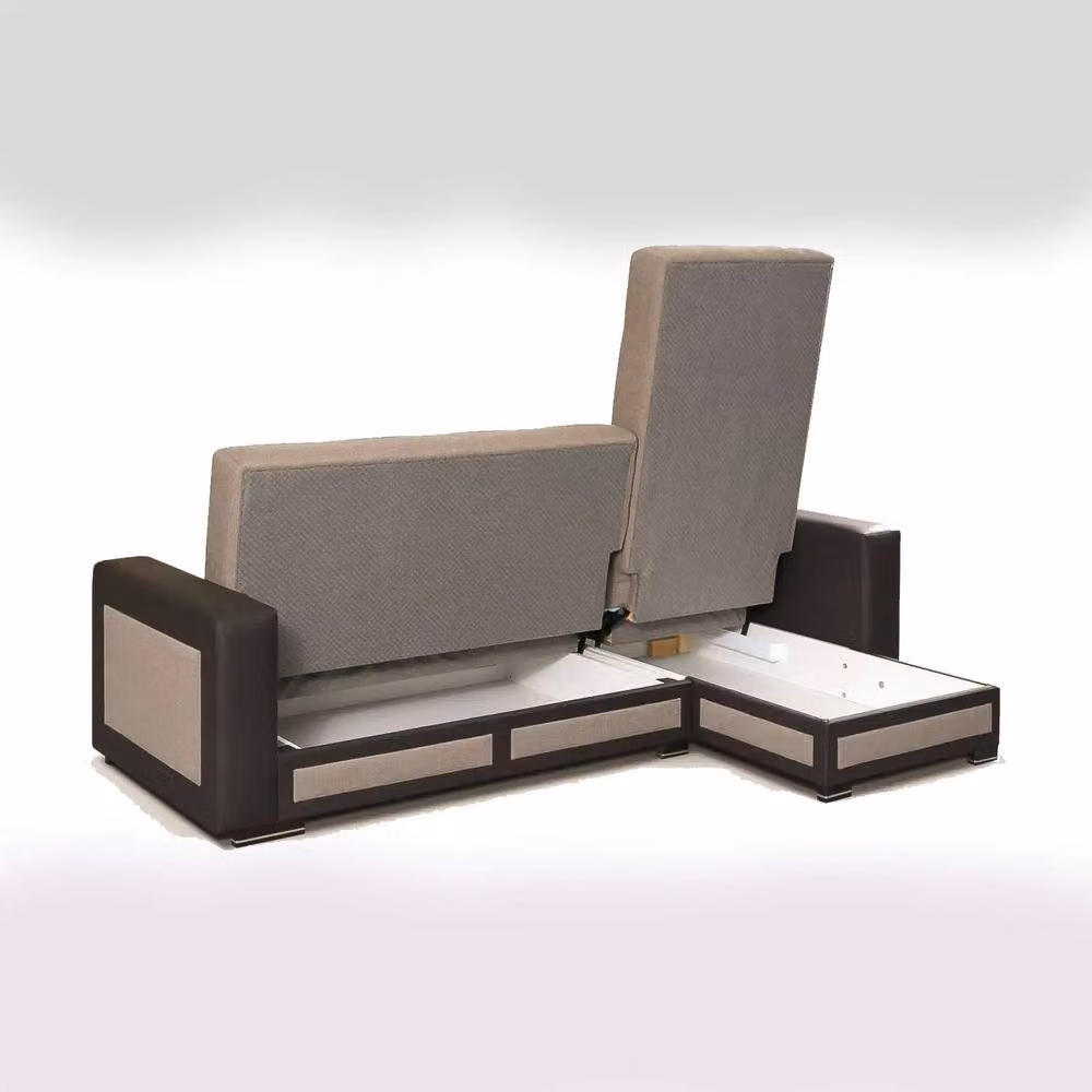 Sliding Wardrobes 4U Terrian Brown Fabric Right Corner L-Shape Sofa Bed with Ottoman Storage – 2