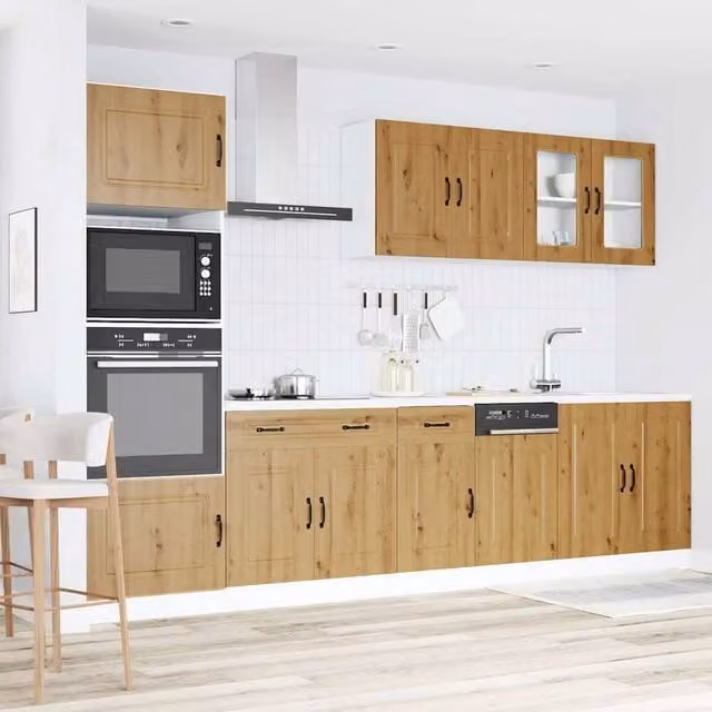 Berkfield Home Elegant 7 Piece Kitchen Cabinet Set in Artisan Oak Brown Engineered Wood