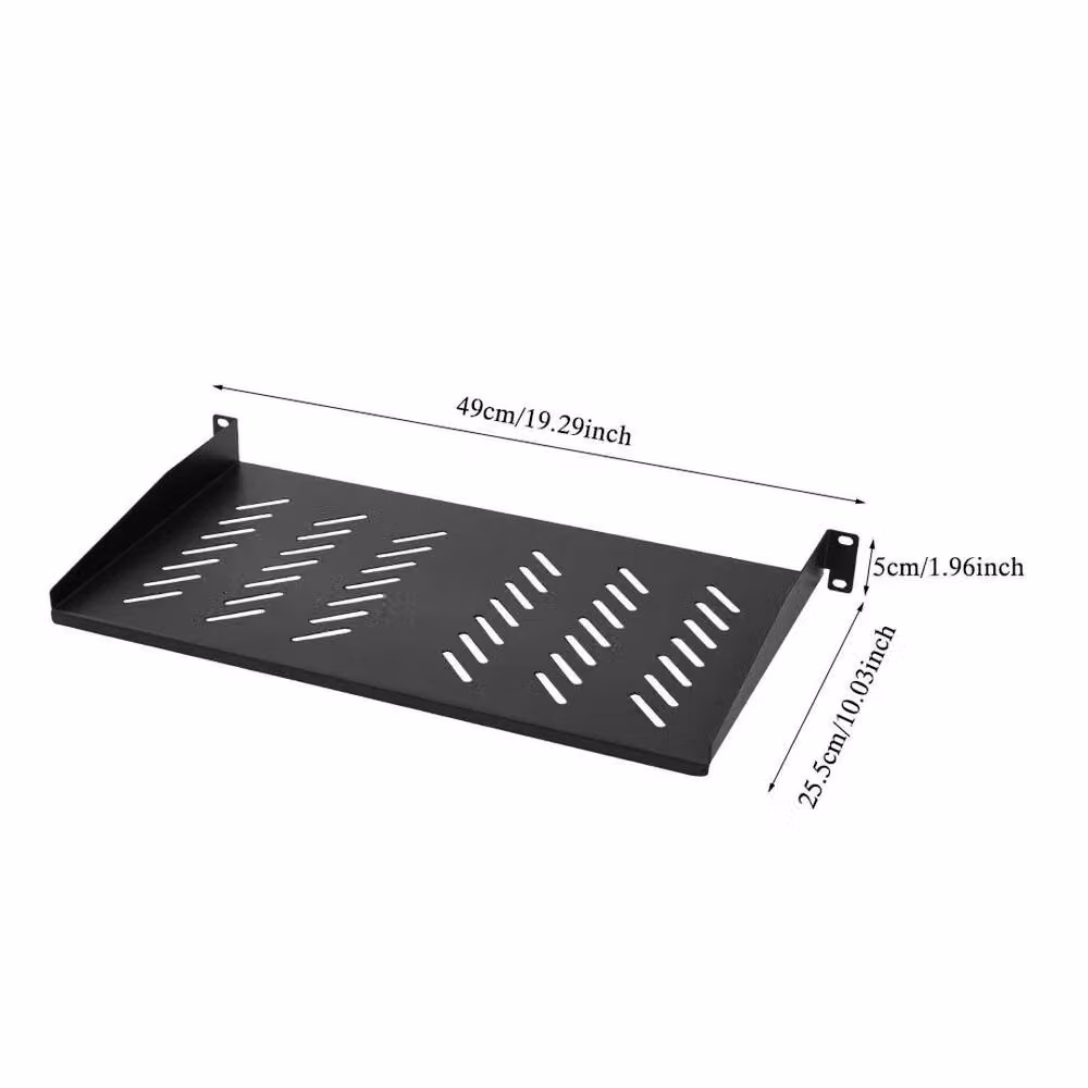 PAWNORA 1U Modem Rack Mount Shelf, Black, 25cm – 2