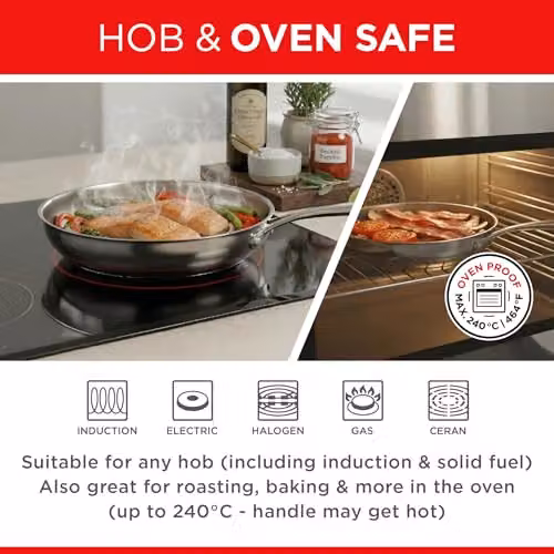 Kuhn Rikon Silver Stainless Steel Uncoated Induction Frying Pan, 24 cm – 4