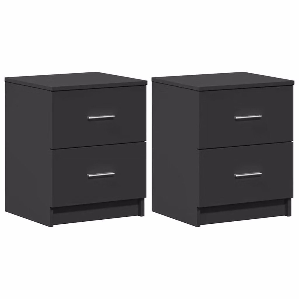 Berkfield Home Set of 2 Bedside Cabinets with 2 Drawers in Black and Grey, W/D/H: 40 x 36 x 50 cm – 2