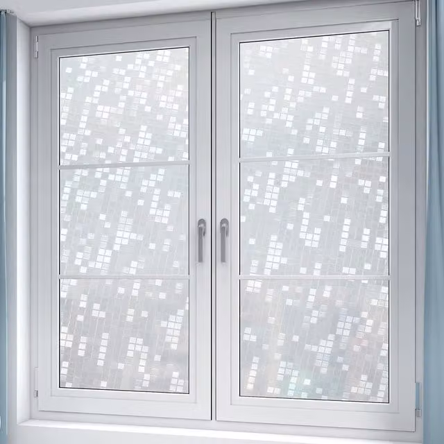Livingandhome Self Adhesive Transparent White 3D Privacy Film for Glass Windows
