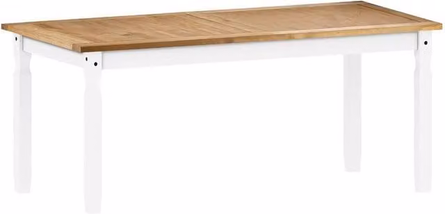 FORGEVIO White Shabby Chic Rectangular Pine Wood Dining Table – 1