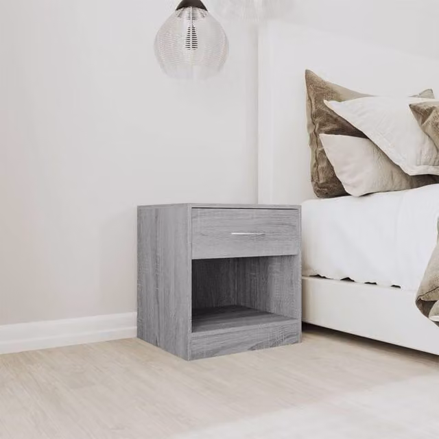 Berkfield Home Set of 2 Decorative Bedside Cabinets with Drawer in Grey Sonoma