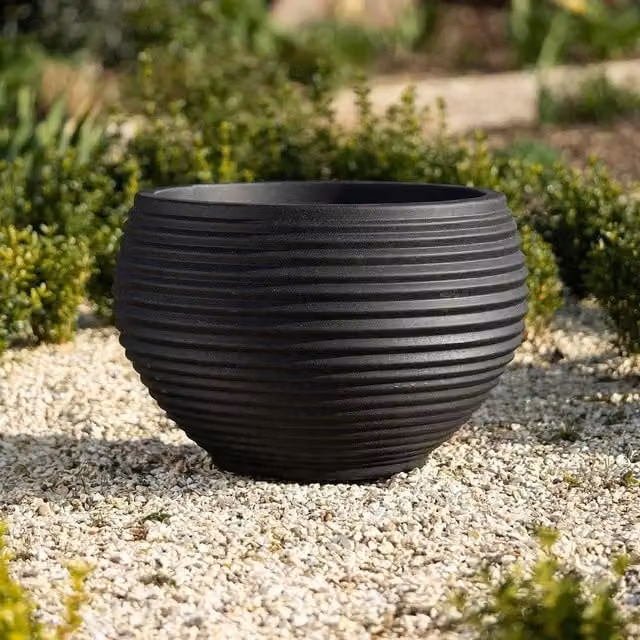 Primrose Black Plastic Cylinder Planter Tub