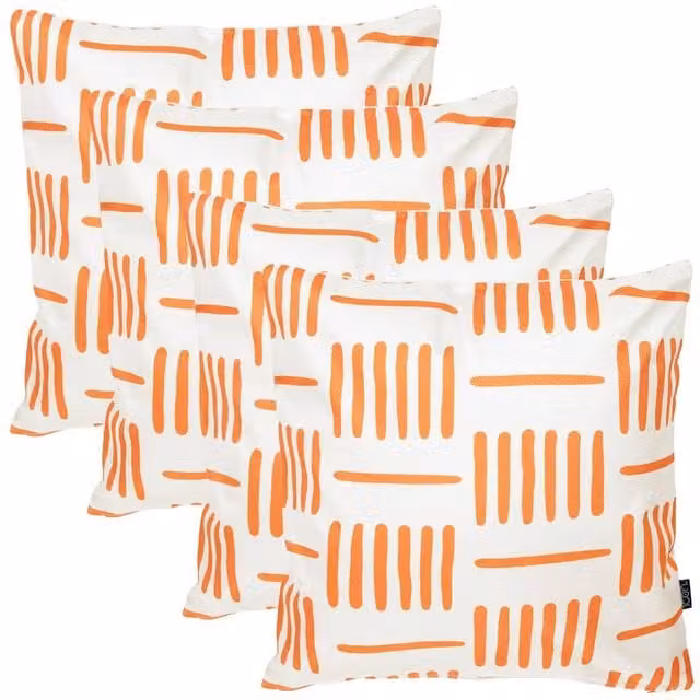 icon Set of 4 Orange Striped Kyoto Fabric Square Cushions, W/D/H: 43 x 43 x 43 cm – 1