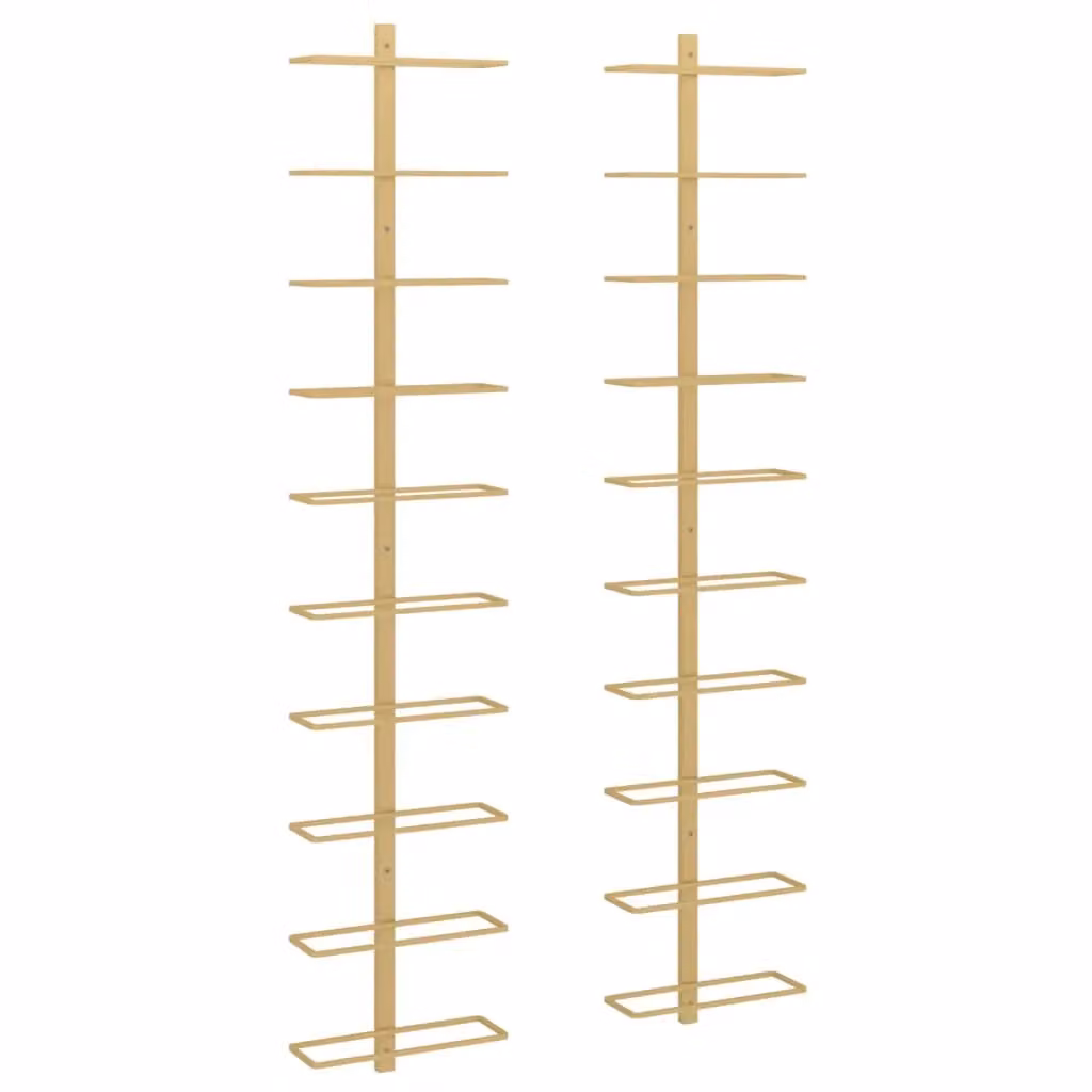 Berkfield Home Wall-mounted Metal Wine Rack for 10 Bottles, 2 Pack, Gold – 2