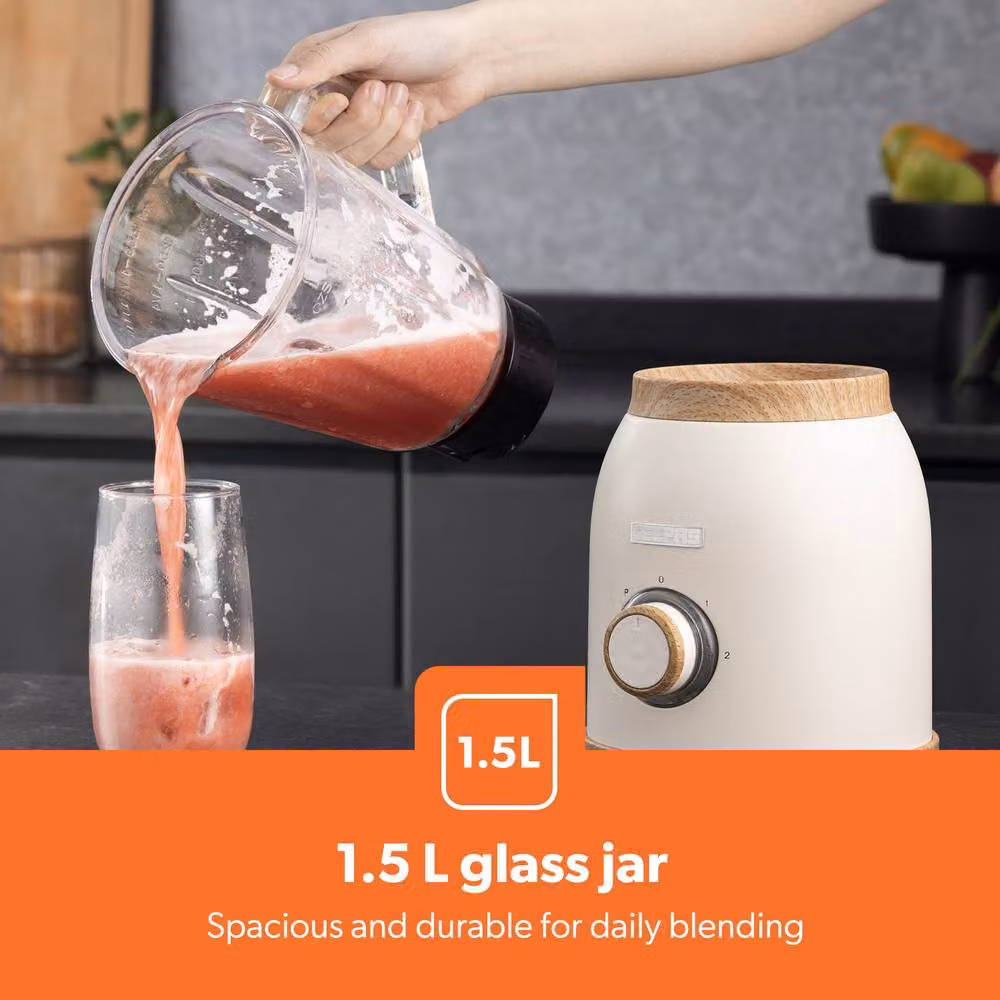 Geepas NordiQ 800W 2-in-1 Glass Jug Blender and Mini Grinder in Cream – 3