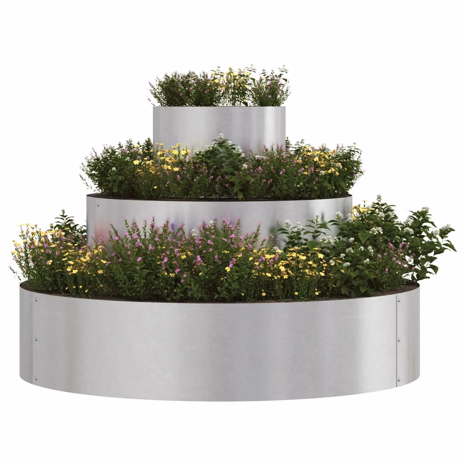 Berkfield Home Large Cylindrical Stainless Steel Metal Planter in Silver – 3