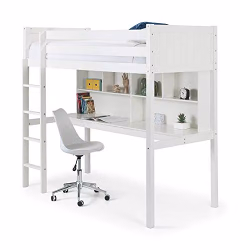 Julian Bowen Titan White Single High Sleeper Bed with Side Compartments and Bedside Shelf, W/D/H: 90 x 190 x 180 cm – 2