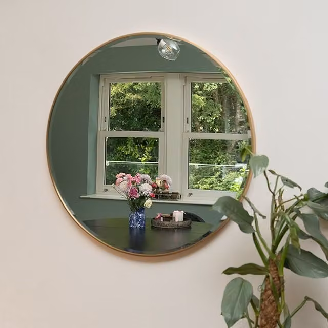 Madison & Mayfair Round Wall Mounted Mirror with Gold Metal Frame, Diameter: 80 cm