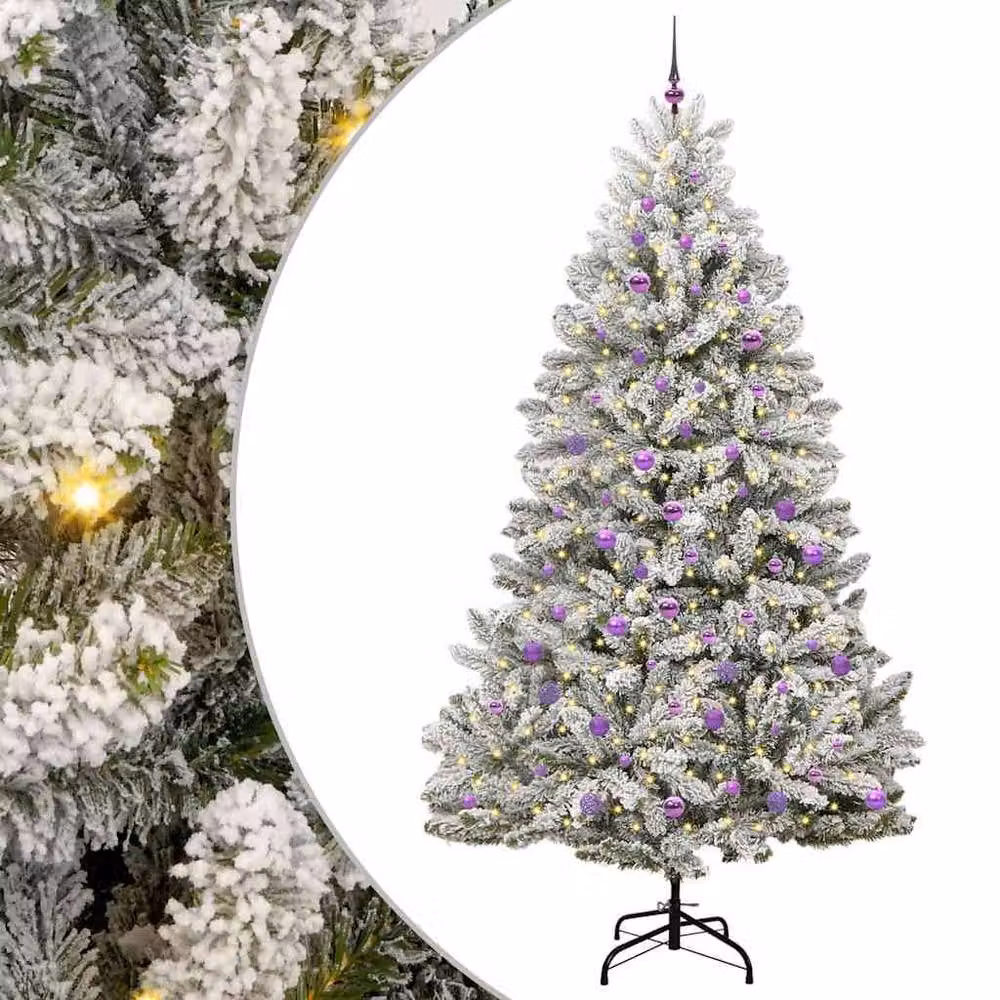 Berkfield Home Artificial Christmas Tree in Green and White, Height: 240 cm – 2