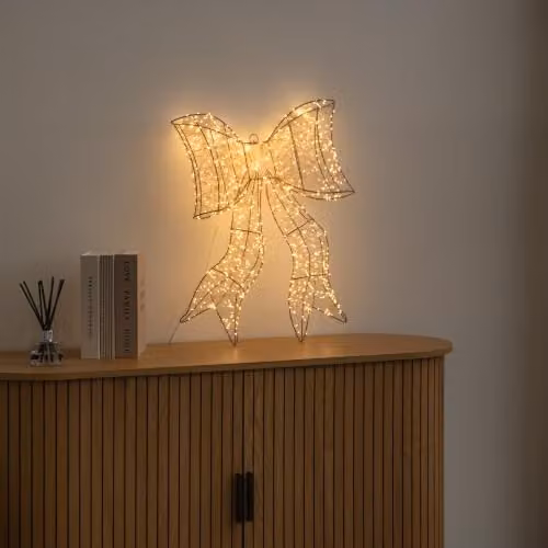 Samuel Alexander 58cm Galaxy Bow Christmas Decoration with 960 Warm White LEDs in White – 2