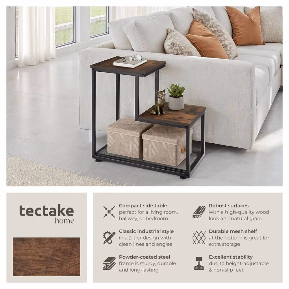 tectake Halifax Bedside Table in Dark Brown – 2