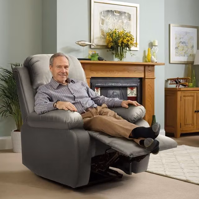 Comfy Living Bonded Leather Reclining Chair with Armrests in Grey