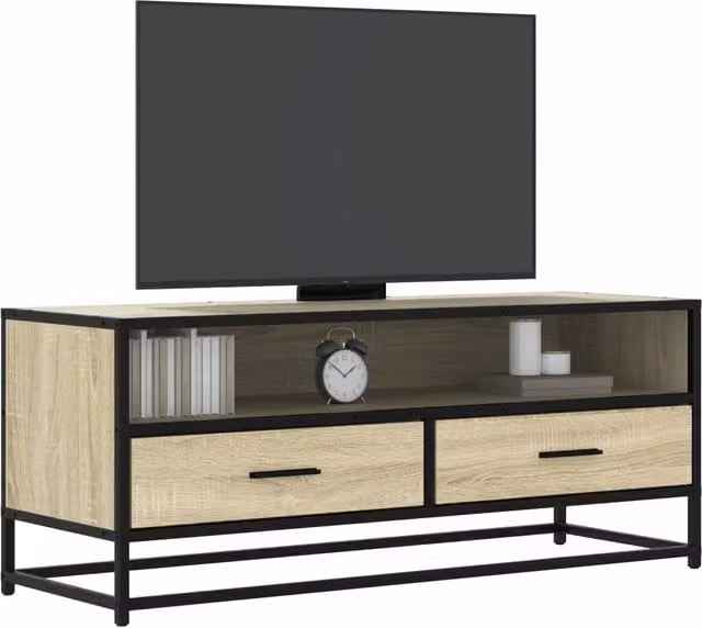 Berkfield Home Industrial TV Cabinet in Sonoma Oak and Brown, W/D/H: 100 x 34.5 x 40 cm