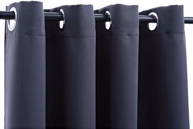 Berkfield Home Elegant Blackout Curtains with Metal Rings, 2 Pack, Anthracite Grey, W: 140 cm, H: 225 cm – 1