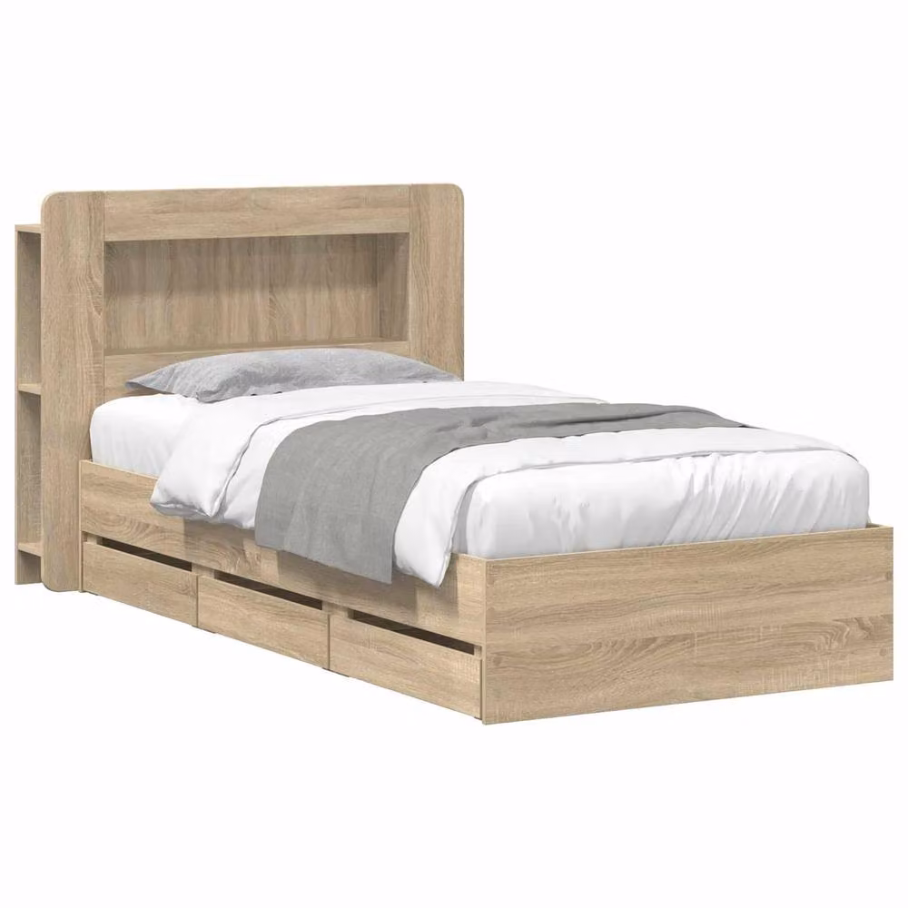 Berkfield Home Modern Bed Frame with Storage Drawers in Sonoma Oak Brown, W/D/H: 80 x 200 cm – 2