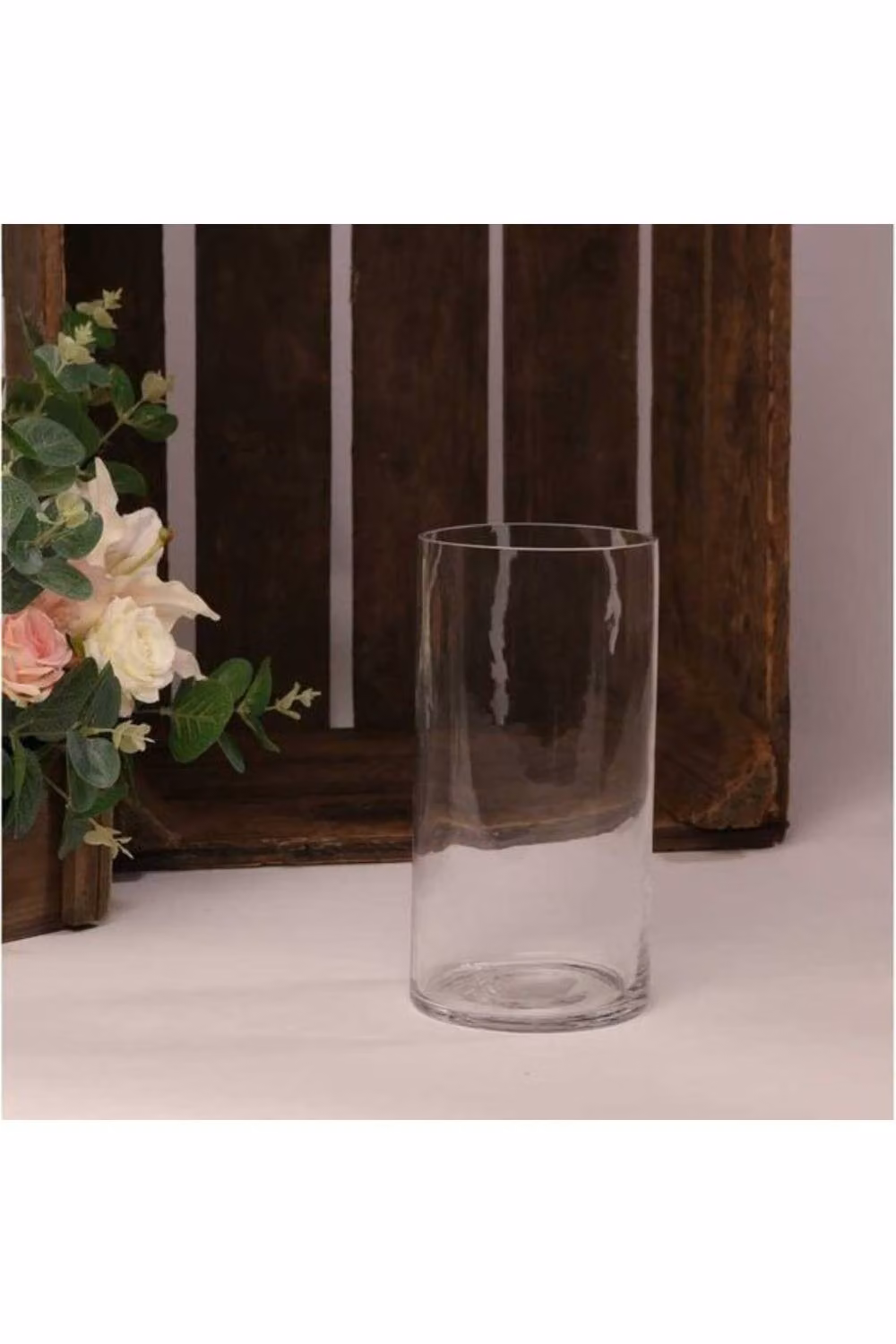 KDMD Glass Contract Cylinder Vase, 2 Pack, Clear, H 20 cm x W 10 cm x D 10 cm – 2