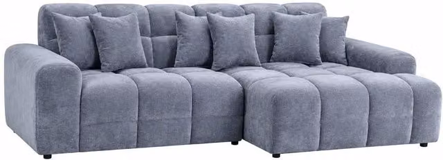 Furnishings For Less UK Jenson Grey Right Hand Facing Plush Velvet Corner Sofa with Chaise and Scatter Cushions – 1