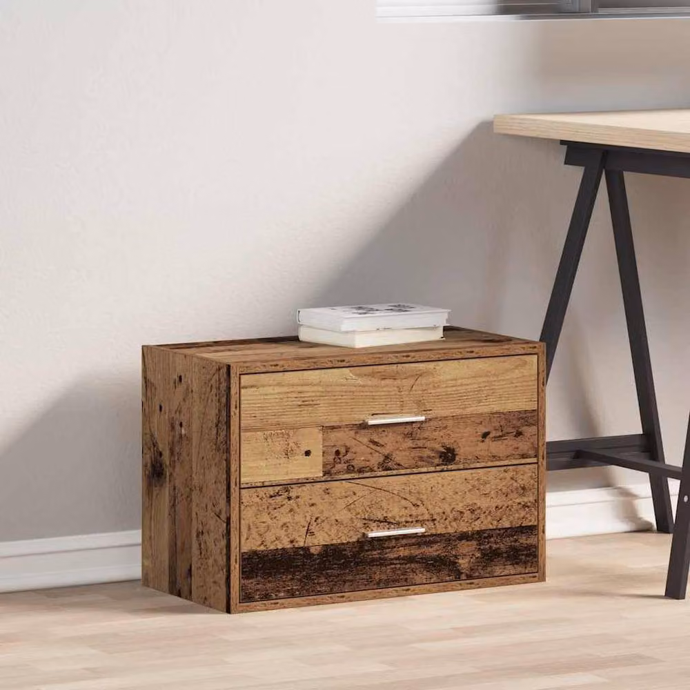 Berkfield Home 2-Drawer Cabinet in Brown Old Wood, W: 60 cm, D: 31 cm, H: 40 cm – 2