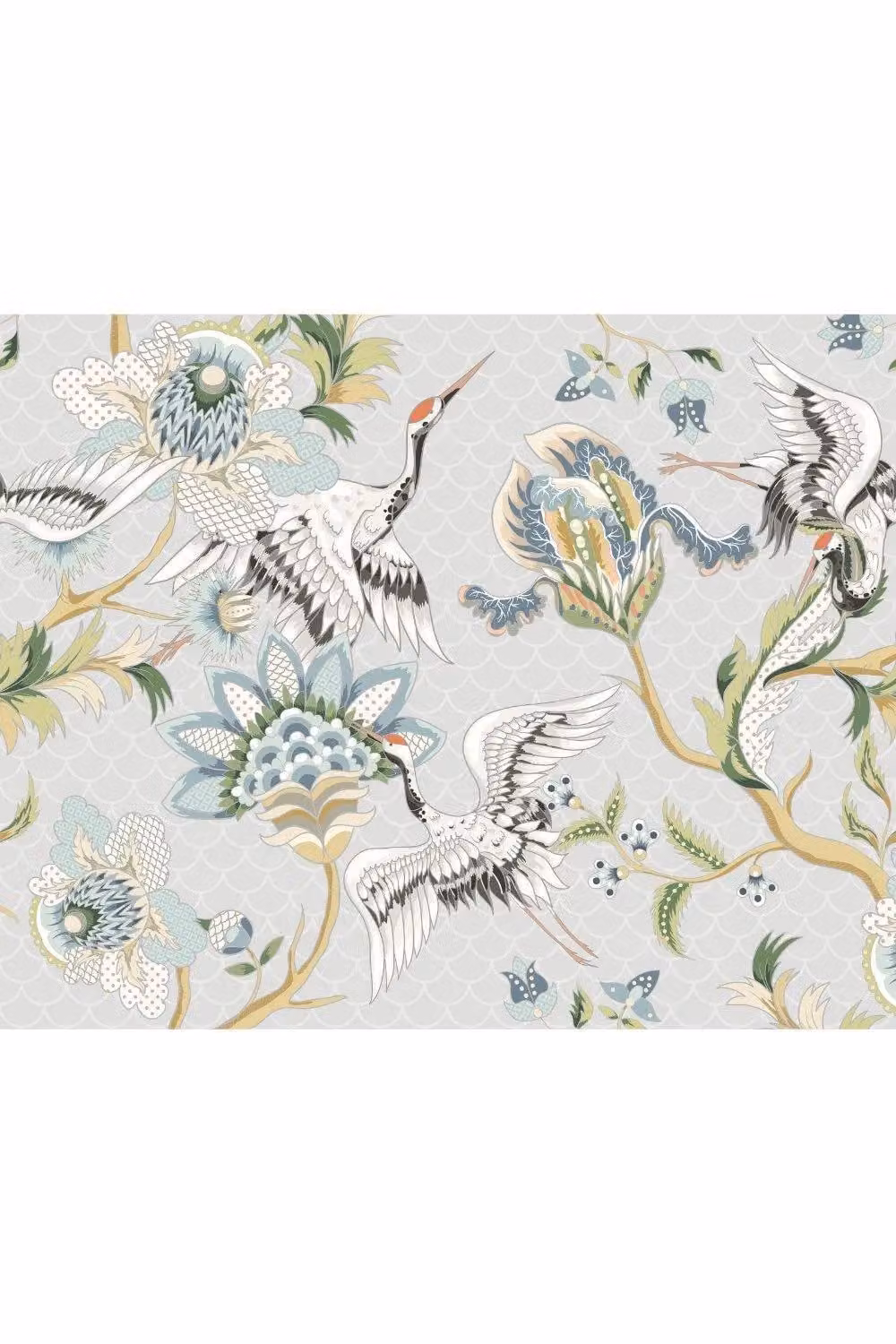 Origin Murals Cranes in Flight Wall Mural in Grey, W: 300 cm, H: 240 cm – 2