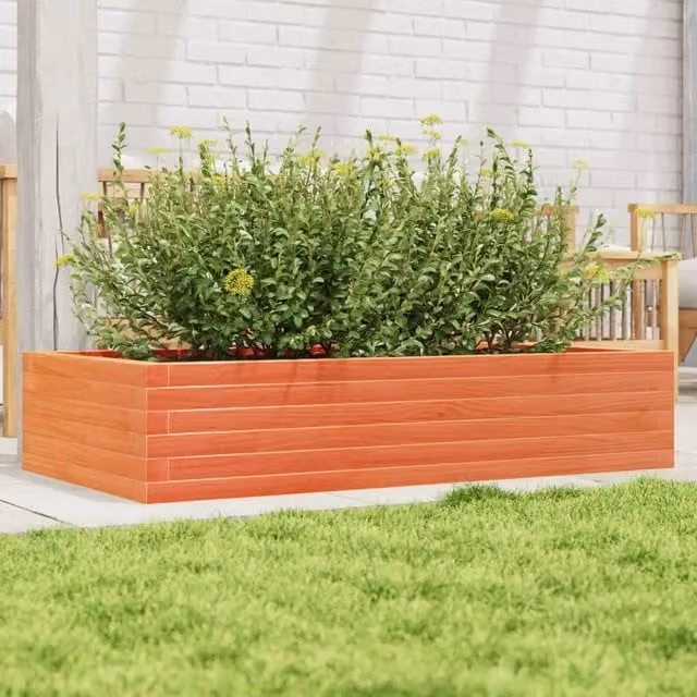 Berkfield Home Garden Planter in Brown Solid Wood Pine, W/D/H: 110 x 60 x 23 cm – 1